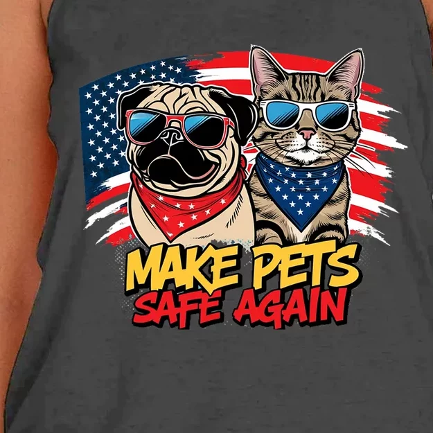 Make Pets Safe Again Funny 2024 Presidential Election Women's Knotted Racerback Tank