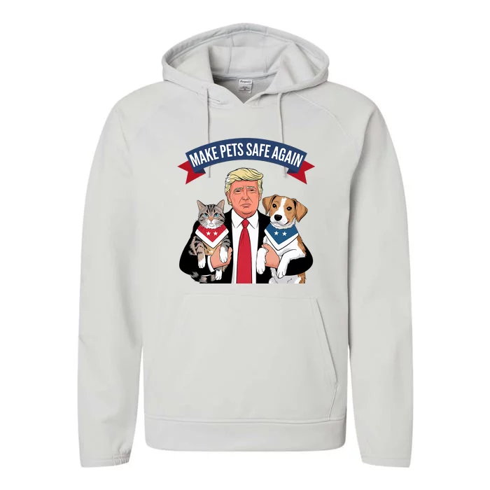 Make Pets Safe Again Cats And Dogs 2024 Trump Harris Debate Performance Fleece Hoodie