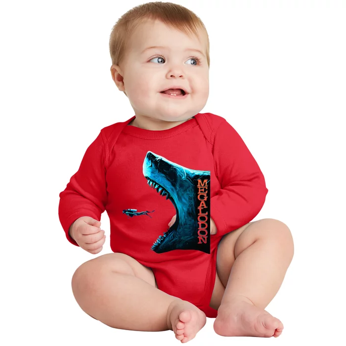 Megalodon Primeval Shark Dorsal Fin Th Ocean Predator Baby Long Sleeve Bodysuit