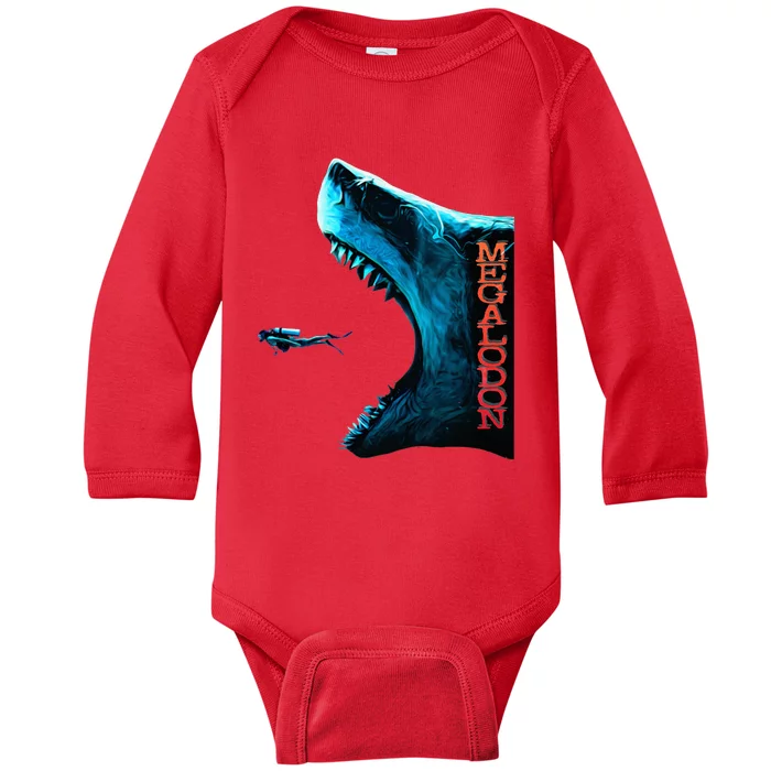 Megalodon Primeval Shark Dorsal Fin Th Ocean Predator Baby Long Sleeve Bodysuit