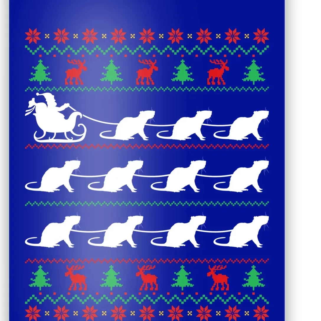 Mouse Pulls Santa Sleigh Christmas Mouse Lover Xmas Funny Gift Poster