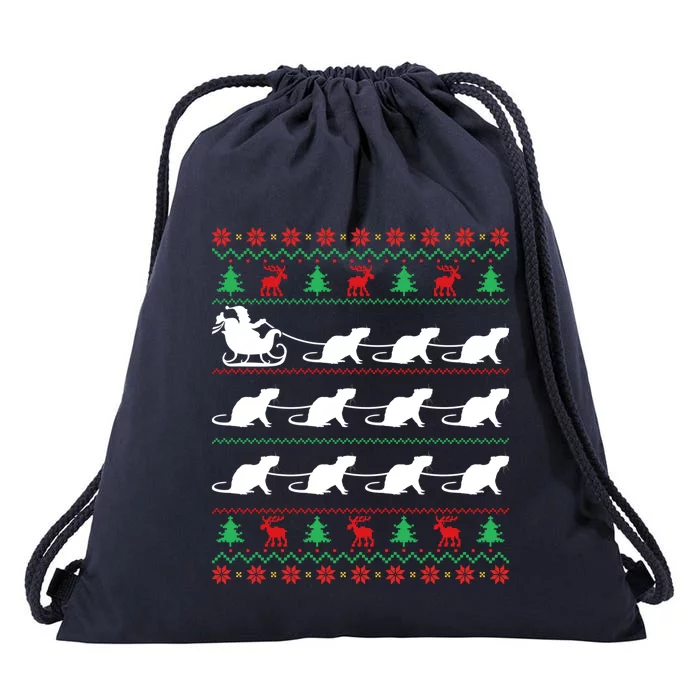 Mouse Pulls Santa Sleigh Christmas Mouse Lover Xmas Funny Gift Drawstring Bag