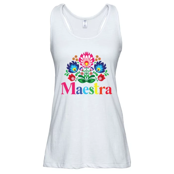 Maestra Proud Spanish Teacher Bilingual Teacher Latina Ladies Essential Flowy Tank