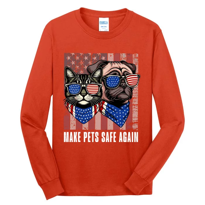 Make Pets Safe Again Trump Harris Debate Eating The Dogs Cat Tall Long Sleeve T-Shirt