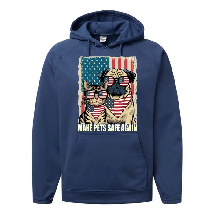 Make Pets Safe Again Trump Harris Debate Eating The Dogs Cat Performance Fleece Hoodie