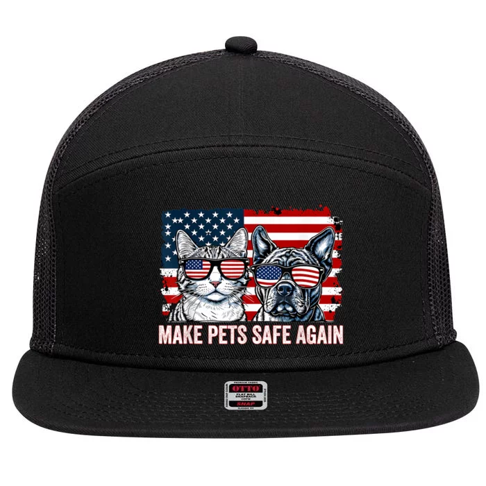 Make Pets Safe Again Trump Harris Debate Eating The Dogs Cat Gift 7 Panel Mesh Trucker Snapback Hat