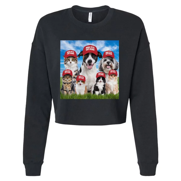 Make Pets Safe Again Democratic Republican Gift Cropped Pullover Crew