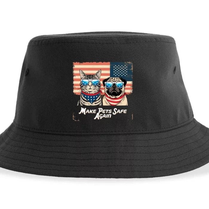 Make Pets Safe Again Funny Trump Harris Debate Sustainable Bucket Hat