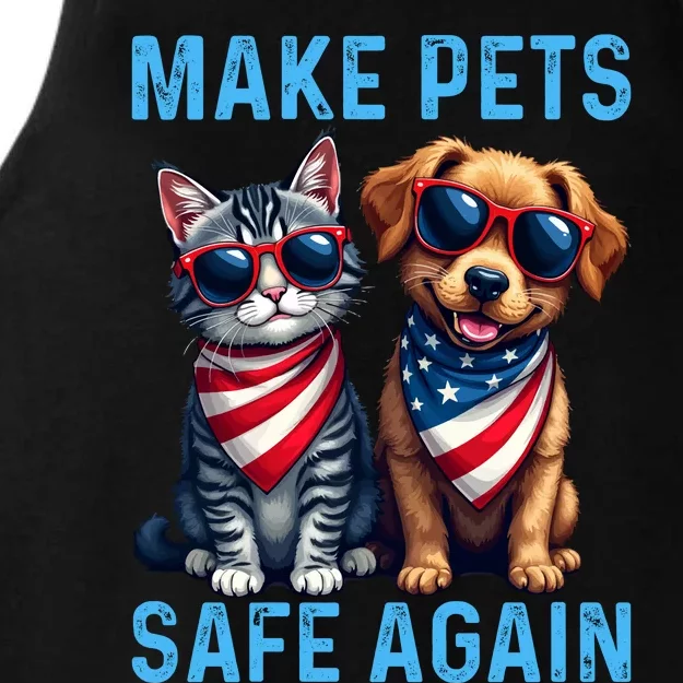 Make Pets Safe Again Funny Donald Trump They Are Eating The Dogs Ladies Tri-Blend Wicking Tank