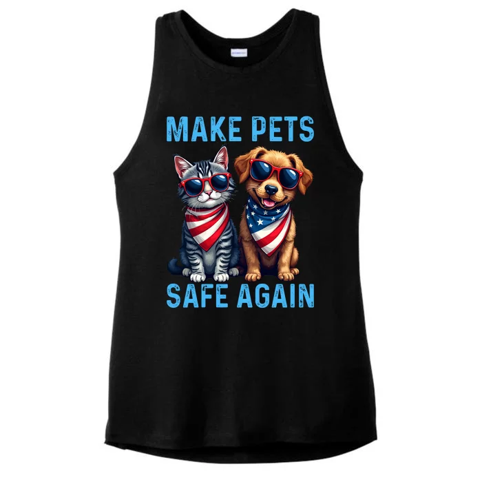 Make Pets Safe Again Funny Donald Trump They Are Eating The Dogs Ladies Tri-Blend Wicking Tank