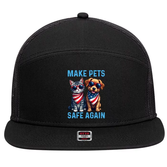 Make Pets Safe Again Funny Donald Trump They Are Eating The Dogs 7 Panel Mesh Trucker Snapback Hat