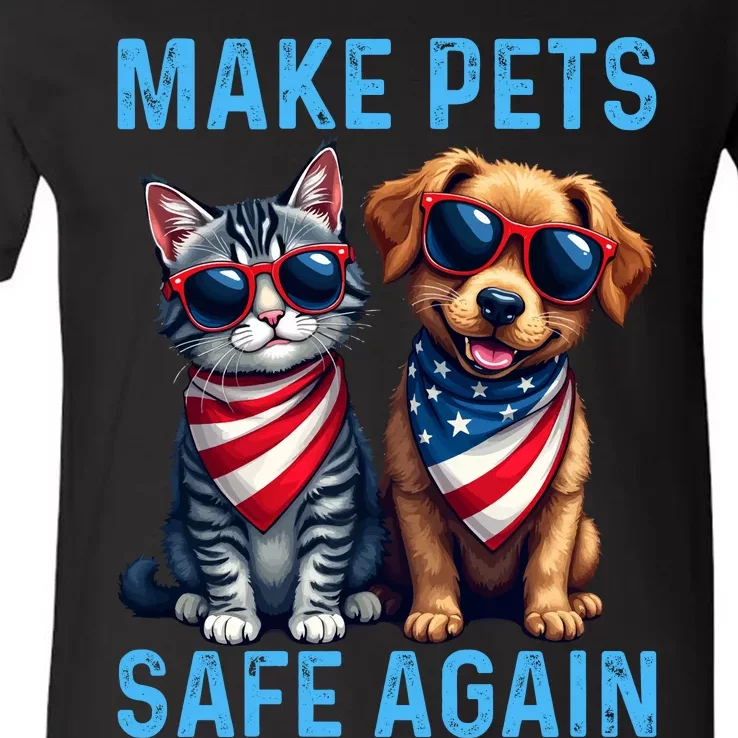 Make Pets Safe Again Funny Donald Trump They Are Eating The Dogs V-Neck T-Shirt