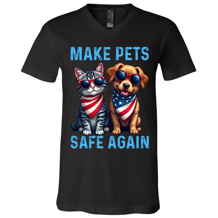 Make Pets Safe Again Funny Donald Trump They Are Eating The Dogs V-Neck T-Shirt