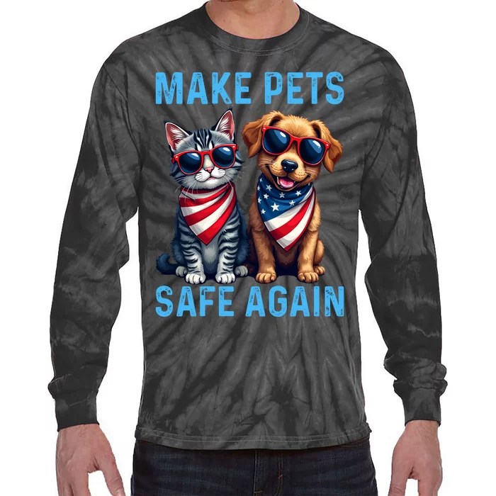 Make Pets Safe Again Funny Donald Trump They Are Eating The Dogs Tie-Dye Long Sleeve Shirt