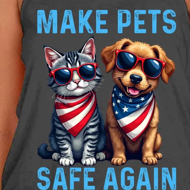 Make Pets Safe Again Funny Donald Trump They Are Eating The Dogs Women's Knotted Racerback Tank