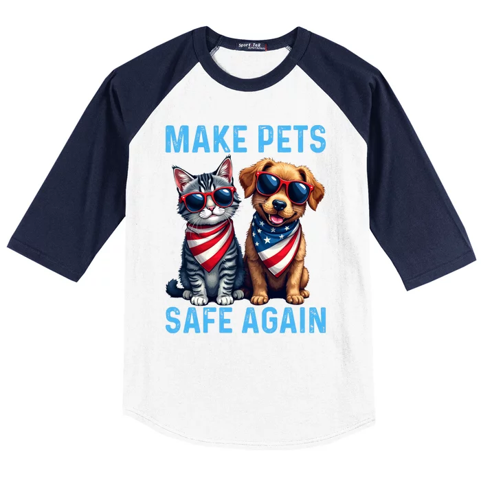 Make Pets Safe Again Funny Donald Trump They Are Eating The Dogs Baseball Sleeve Shirt