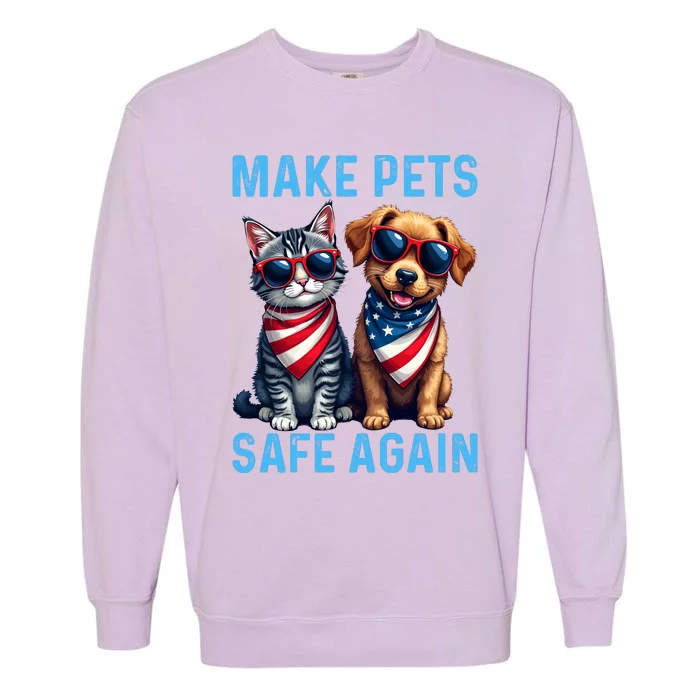 Make Pets Safe Again Funny Donald Trump They Are Eating The Dogs Garment-Dyed Sweatshirt