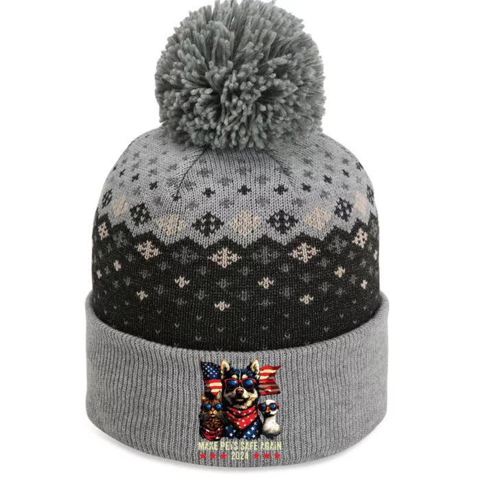 Make Pets Safe Again Trump 2024 Save Our Pets The Baniff Cuffed Pom Beanie