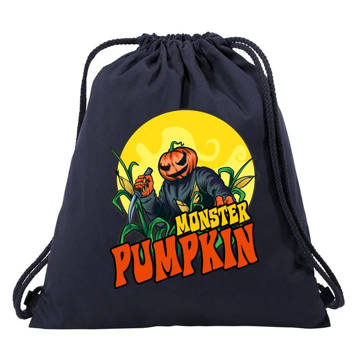 Monster Pumpkin Spooky Halloween Drawstring Bag