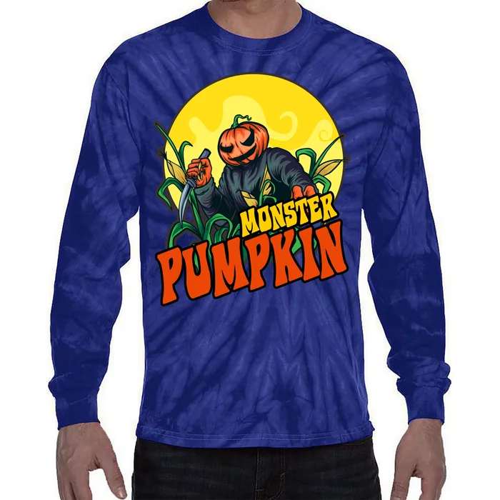 Monster Pumpkin Spooky Halloween Tie-Dye Long Sleeve Shirt