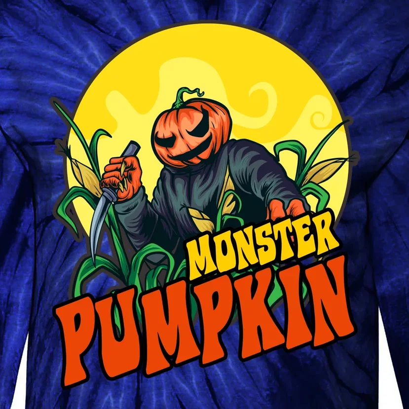 Monster Pumpkin Spooky Halloween Tie-Dye Long Sleeve Shirt