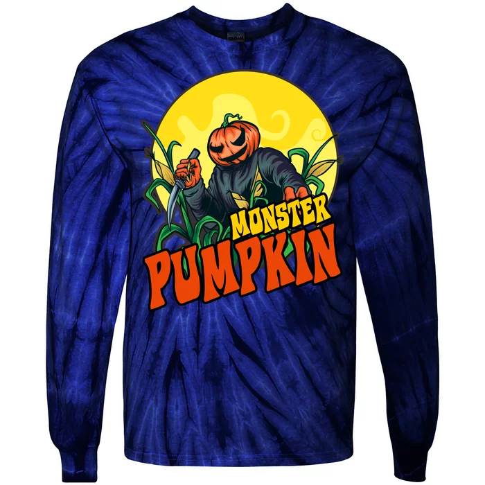 Monster Pumpkin Spooky Halloween Tie-Dye Long Sleeve Shirt