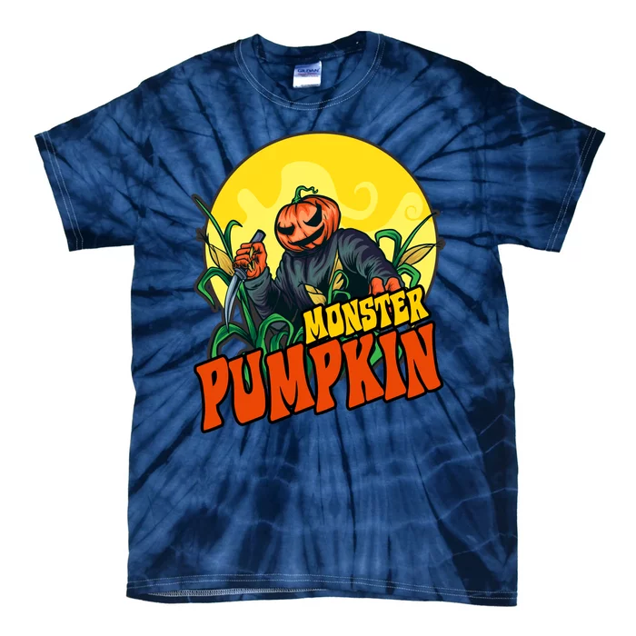 Monster Pumpkin Spooky Halloween Tie-Dye T-Shirt