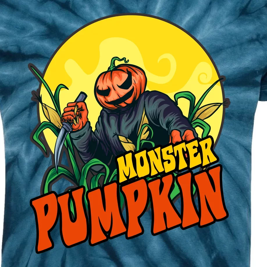 Monster Pumpkin Spooky Halloween Kids Tie-Dye T-Shirt