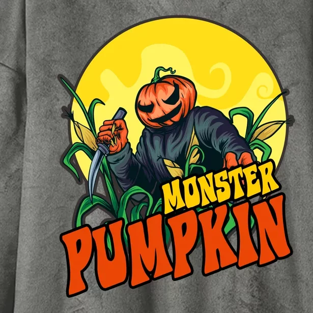 Monster Pumpkin Spooky Halloween Hooded Wearable Blanket