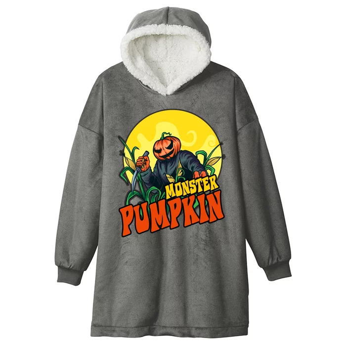 Monster Pumpkin Spooky Halloween Hooded Wearable Blanket