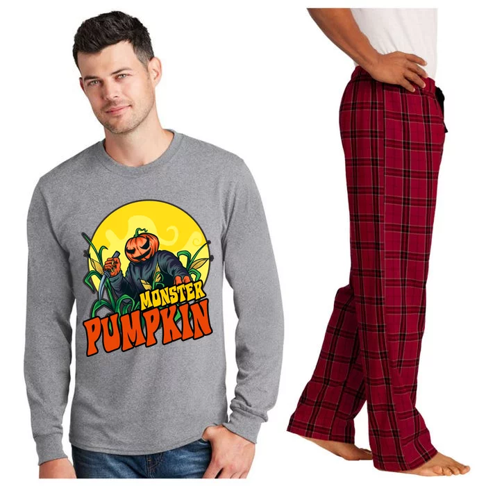 Monster Pumpkin Spooky Halloween Long Sleeve Pajama Set