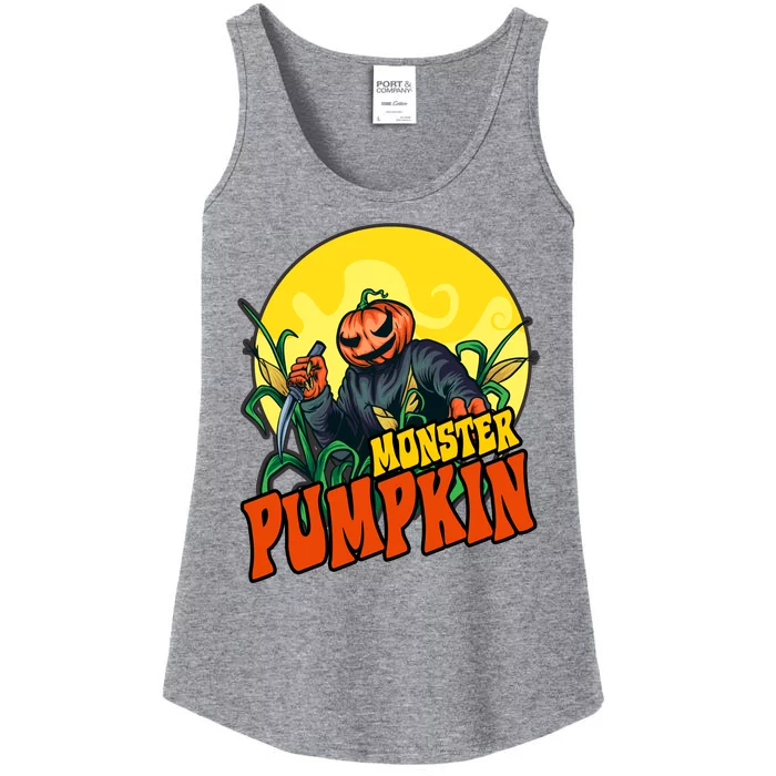 Monster Pumpkin Spooky Halloween Ladies Essential Tank