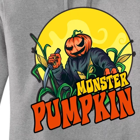 Monster Pumpkin Spooky Halloween Women's Pullover Hoodie