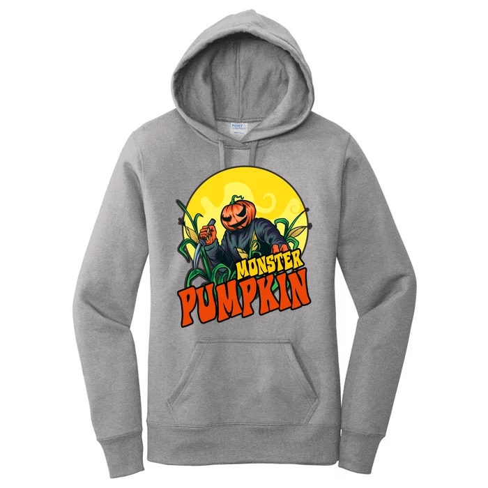 Monster Pumpkin Spooky Halloween Women's Pullover Hoodie