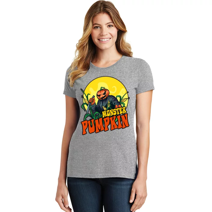 Monster Pumpkin Spooky Halloween Women's T-Shirt