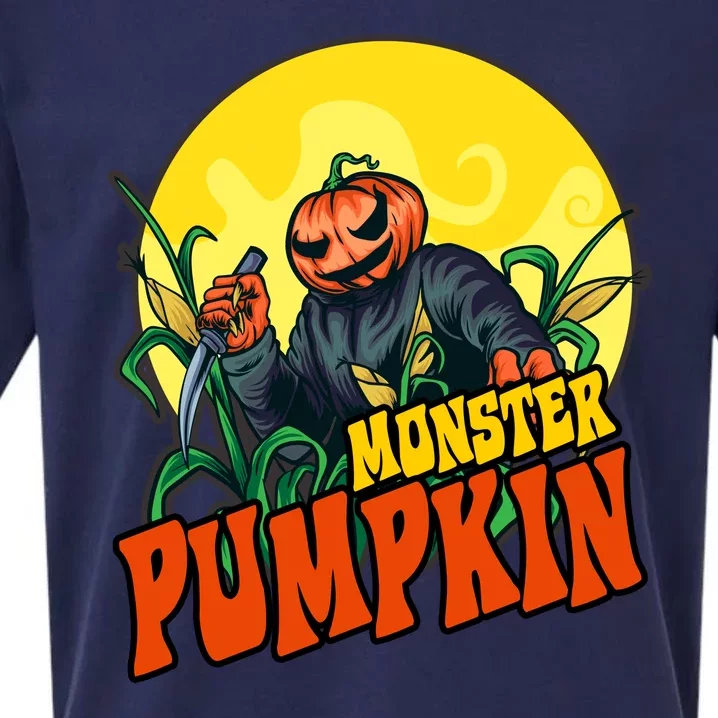 Monster Pumpkin Spooky Halloween Sueded Cloud Jersey T-Shirt