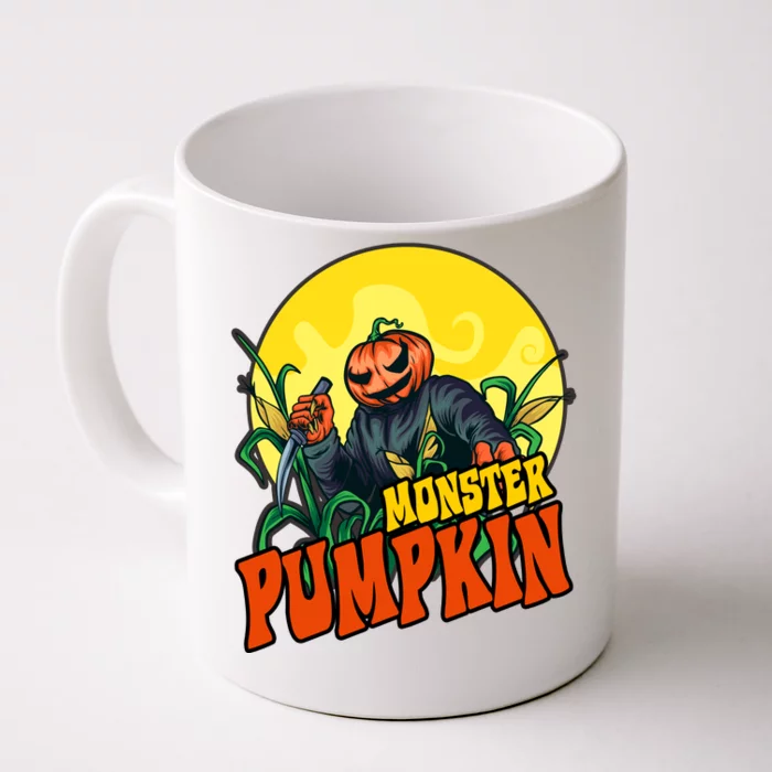 Monster Pumpkin Spooky Halloween Front & Back Coffee Mug