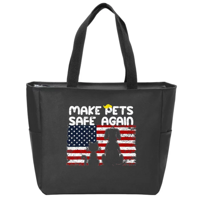 Make Pets Safe Again Trump Debate Distressed American Flag Zip Tote Bag