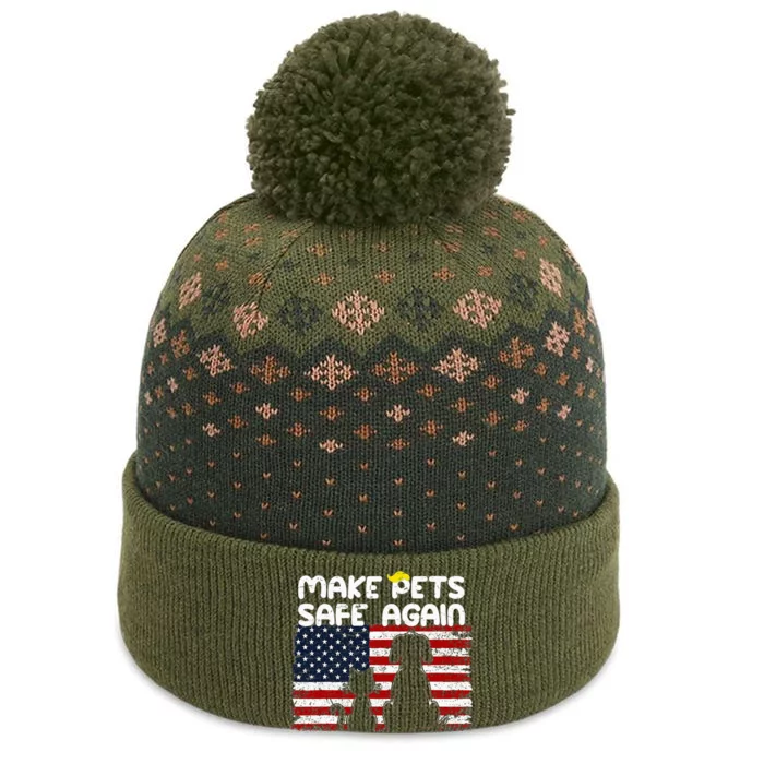 Make Pets Safe Again Trump Debate Distressed American Flag The Baniff Cuffed Pom Beanie