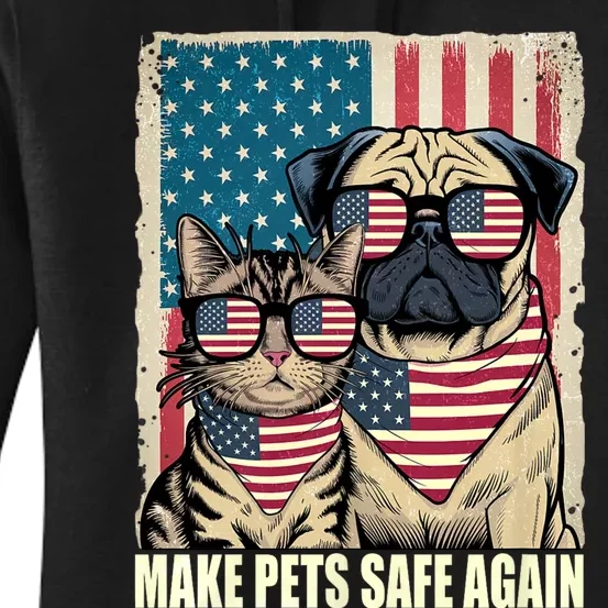 Make Pets Safe Again Trump Harris Debate Eating The Dogs Cat Women's Pullover Hoodie