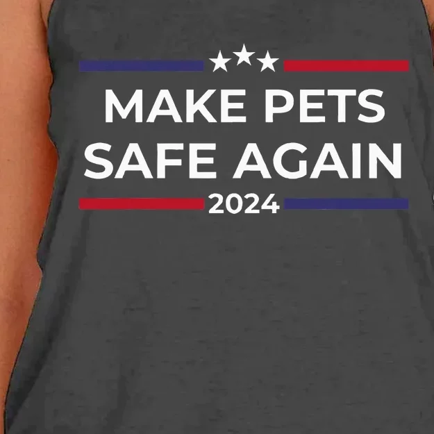 Make Pets Safe Again – Funny Pet Safety Awareness Women's Knotted Racerback Tank