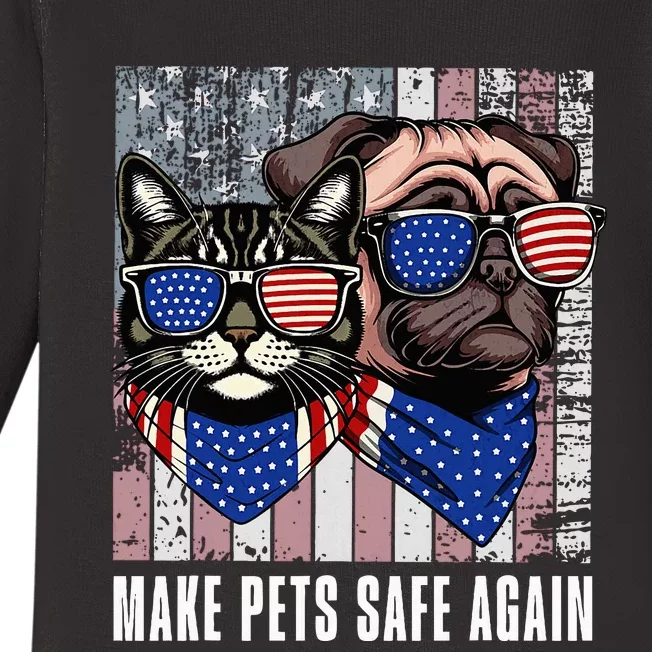 Make Pets Safe Again Trump Harris Debate Eating The Dogs Cat Baby Long Sleeve Bodysuit