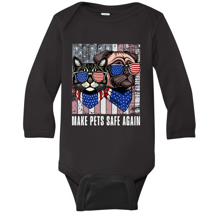 Make Pets Safe Again Trump Harris Debate Eating The Dogs Cat Baby Long Sleeve Bodysuit