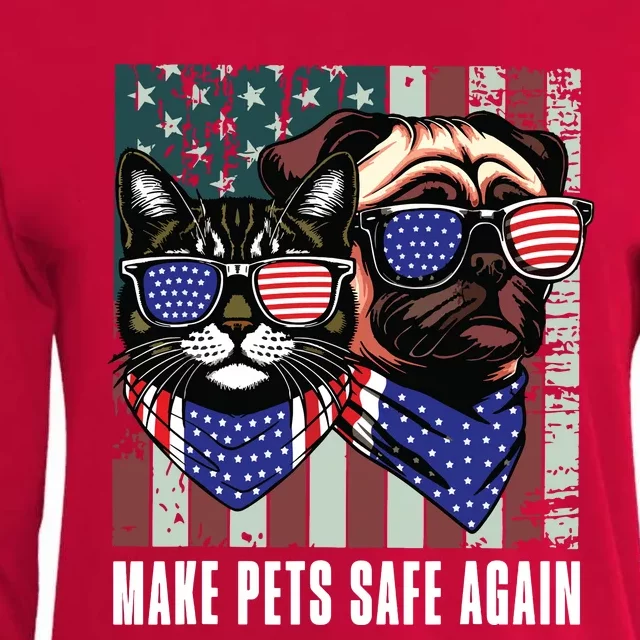 Make Pets Safe Again Trump Harris Debate Eating The Dogs Cat Womens Cotton Relaxed Long Sleeve T-Shirt