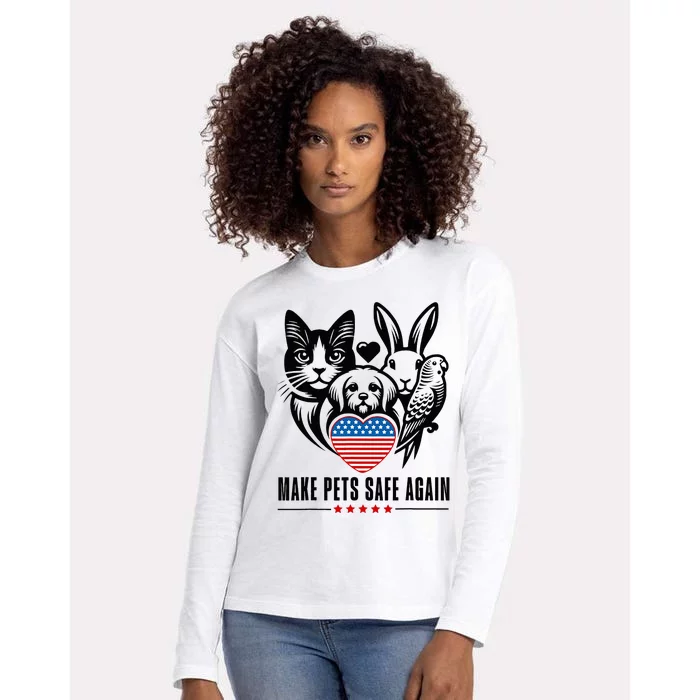 Make Pets Safe Again Trump Harris Debate Eating The Dogs Cat Womens Cotton Relaxed Long Sleeve T-Shirt