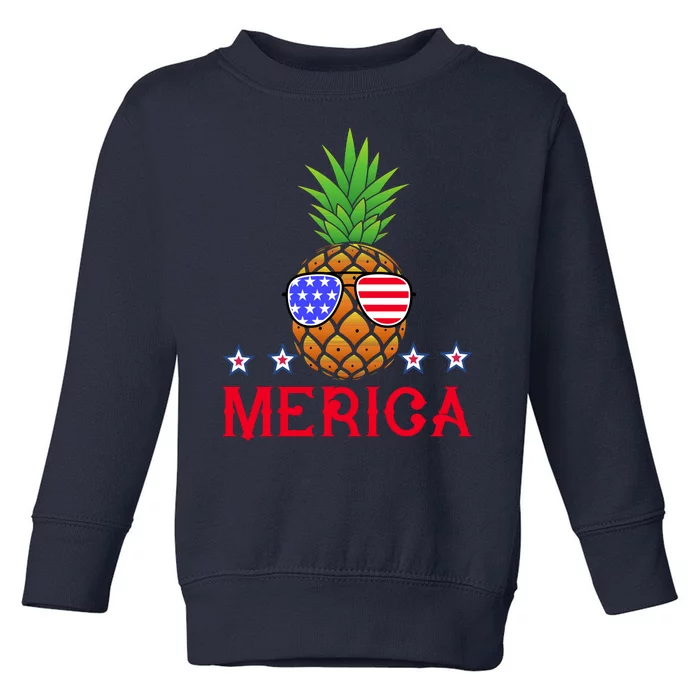 Merica Pineapple Shade Stars And Stripes Funny 4th Of July USA Toddler Sweatshirt