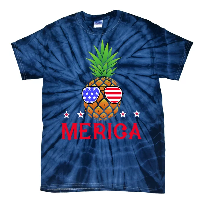 Merica Pineapple Shade Stars And Stripes Funny 4th Of July USA Tie-Dye T-Shirt