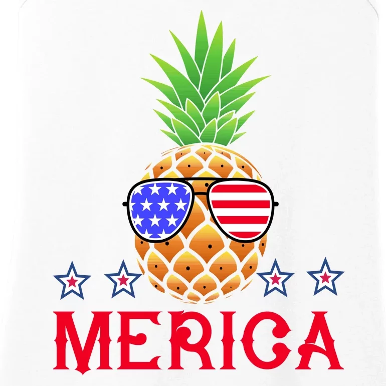 Merica Pineapple Shade Stars And Stripes Funny 4th Of July USA Ladies Essential Tank