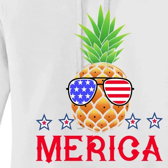 Merica Pineapple Shade Stars And Stripes Funny 4th Of July USA Women's Pullover Hoodie