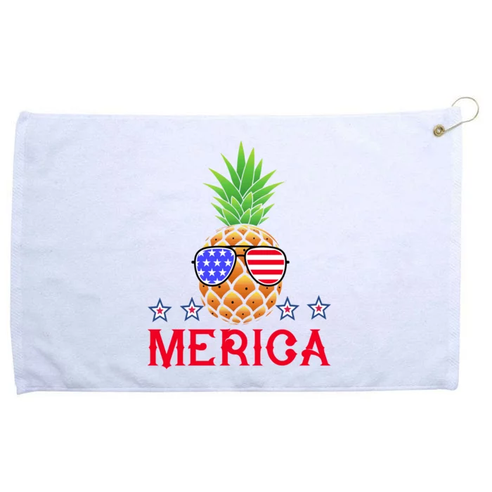 Merica Pineapple Shade Stars And Stripes Funny 4th Of July USA Grommeted Golf Towel